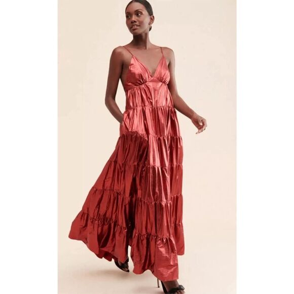 Hutch Metallic Tiered Maxi Dress Size S - Picture 2 of 10